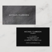 Moderne zwarte leder ziet er professioneel uit visitekaartje (Voorkant / Achterkant)