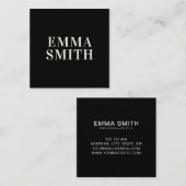 Moderne zwarte lederkruis vierkante visitekaartje (Voorkant / Achterkant)