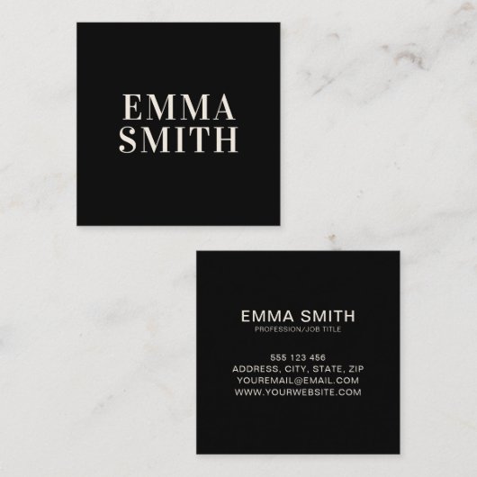 Moderne zwarte lederkruis vierkante visitekaartje (Voorkant / Achterkant)