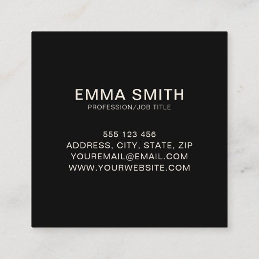 Moderne zwarte lederkruis vierkante visitekaartje (Achterkant)