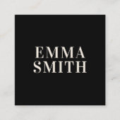 Moderne zwarte lederkruis vierkante visitekaartje (Voorkant)