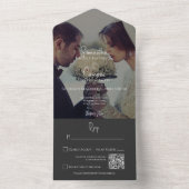 Moderne zwarte legant foto QR-code All In One Uitnodiging (Binnen)