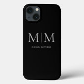 Moderne zwarte legant persoonlijke monogram naam Case-Mate iPhone case (Achterkant)