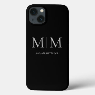 Moderne zwarte legant persoonlijke monogram naam Case-Mate iPhone case