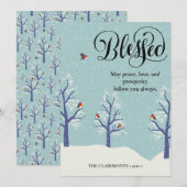 Moderne zwarte legant script BLEEST kardinale voge Feestdagenkaart (Voorkant / Achterkant)