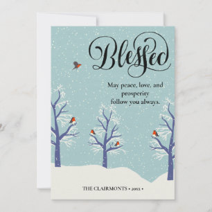 Moderne zwarte legant script BLEEST kardinale voge Feestdagenkaart