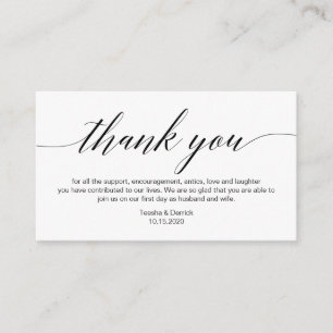 Moderne zwarte lettersoort, bruiloft Dank je Informatiekaartje