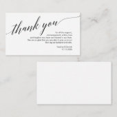 Moderne zwarte lettersoort, bruiloft Dank je Informatiekaartje (Voorkant / Achterkant)