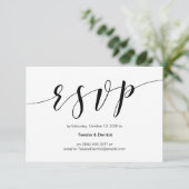 Moderne zwarte lettersoort, bruiloft RSVP Informatiekaartje (Staand voorkant)