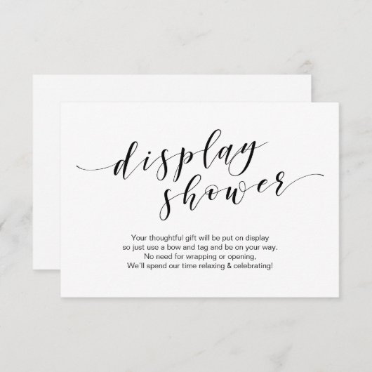 Moderne zwarte lettersoort, display Shower Informatiekaartje (Voorkant / Achterkant)