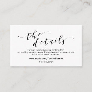 Moderne zwarte lettersoort, onze details, RSVP, ha Informatiekaartje