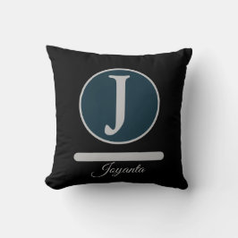 Moderne Zwarte Lichtgrijze Monogram Elegant Kussen