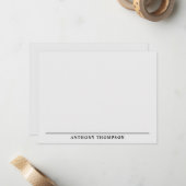 Moderne Zwarte Lijn Briefpapier Notitiekaartje (Voorkant / Achterkant in situ)