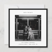 Moderne Zwarte Lijst Typografie Huwelijk Save Datu Kaart (Voorkant)