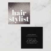 Moderne zwarte litter Iridescent Hair Stylist Vierkante Visitekaartje (Voorkant / Achterkant)