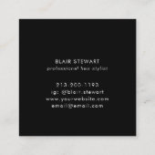 Moderne zwarte litter Iridescent Hair Stylist Vierkante Visitekaartje (Achterkant)