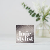 Moderne zwarte litter Iridescent Hair Stylist Vierkante Visitekaartje (Staand voorkant)
