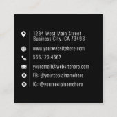 Moderne zwarte Logo Professional-minimalist Vierkante Visitekaartje (Achterkant)