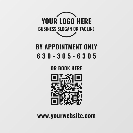 Moderne zwarte Logo QR-code alleen op afspraak Raamsticker (Vel)
