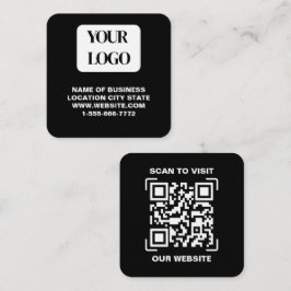 Moderne Zwarte Logo QR-code Scan Website Vierkant Vierkante Visitekaartje