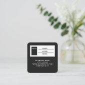 Moderne Zwarte Logo QR Code Scan Website Vierkant  Vierkante Visitekaartje (Staand voorkant)