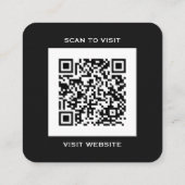 Moderne Zwarte Logo QR Code Scan Website Vierkant  Vierkante Visitekaartje (Achterkant)