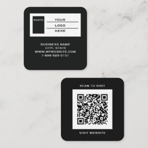 Moderne Zwarte Logo QR Code Scan Website Vierkant  Vierkante Visitekaartje