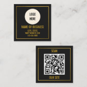 Moderne Zwarte Logo QR-code Scan Website  Vierkante Visitekaartje (Voorkant / Achterkant)