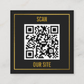Moderne Zwarte Logo QR-code Scan Website  Vierkante Visitekaartje (Achterkant)