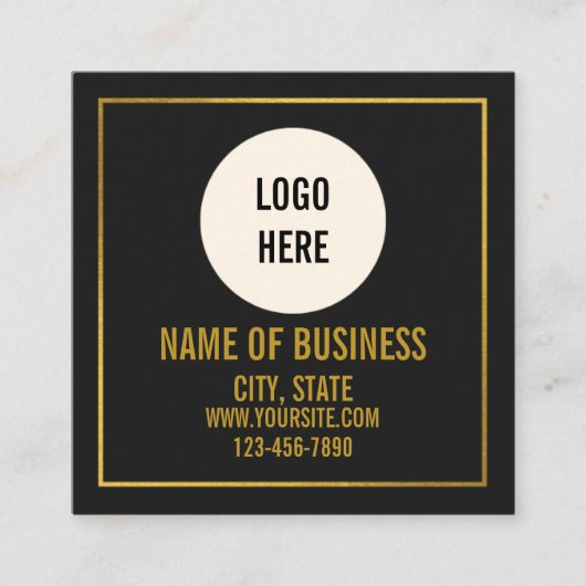Moderne Zwarte Logo QR-code Scan Website  Vierkante Visitekaartje (Voorkant)