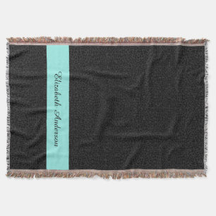Moderne zwarte luipaard afdruk Aqua Stripe met naa Deken