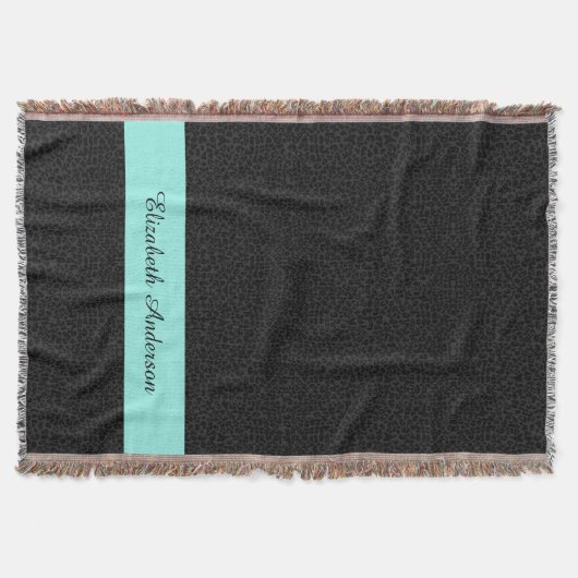 Moderne zwarte luipaard afdruk Aqua Stripe met naa Deken (Voorkant)