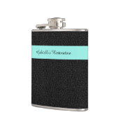 Moderne zwarte luipaard afdruk Aqua Stripe met naa Heupfles (Links)