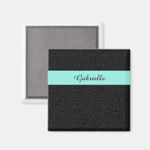 Moderne zwarte luipaard afdruk Aqua Stripe met naa Magneet (Voorkant / Achterkant)