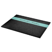 Moderne zwarte luipaard afdruk Aqua Stripe met naa Snijplank (Hoek)