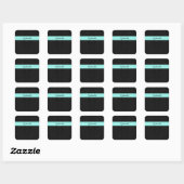 Moderne zwarte luipaard afdruk Aqua Stripe met naa Vierkante Sticker (Vel)