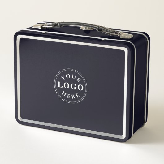 Moderne zwarte lunchbox met uw Logo (Achterkant)