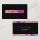 Moderne zwarte Luxe regenboogholografische folie  Visitekaartje (Voorkant / Achterkant)