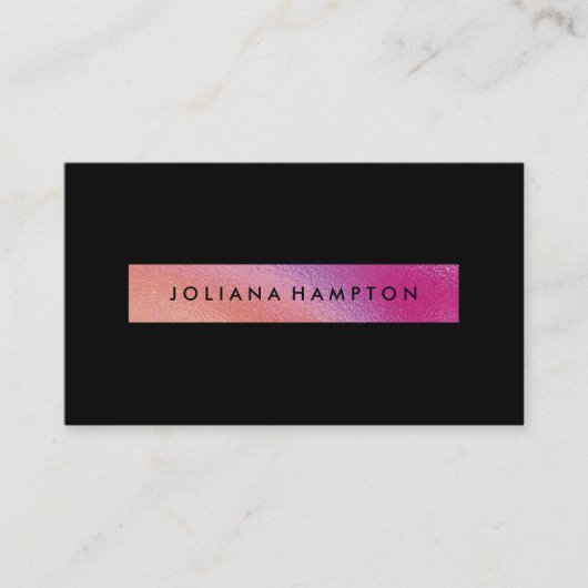 Moderne zwarte Luxe regenboogholografische folie  Visitekaartje (Voorkant)