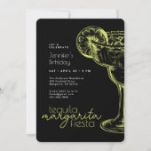 Moderne zwarte Margarita Fiesta Verjaardagsfeest Kaart (Voorkant)