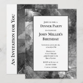Moderne zwarte marmer Birthday Dinner Party Invita Kaart (Voorkant / Achterkant)