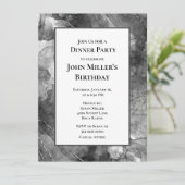 Moderne zwarte marmer Birthday Dinner Party Invita Kaart (Staand voorkant)