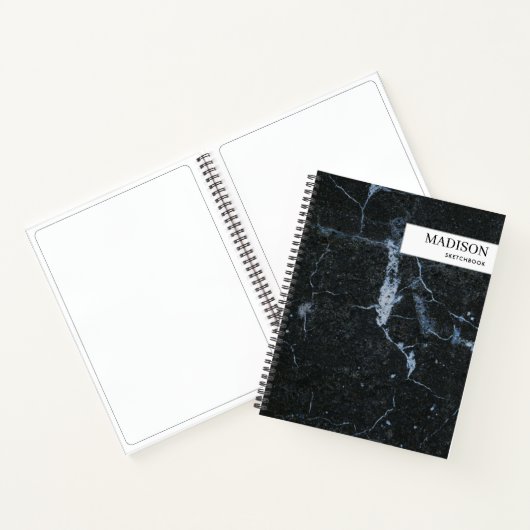 Moderne zwarte marmer-minimalistische zakboekje notitieboek (Binnen)