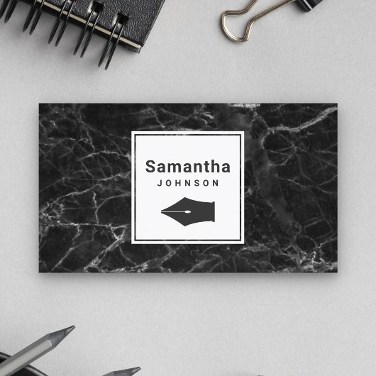 Moderne zwarte marmer Nib Professional Visitekaartje