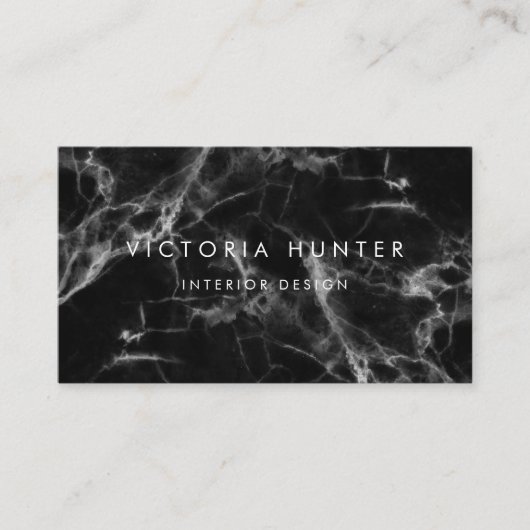 Moderne zwarte marmer Simple Typografie Visitekaartje (Voorkant)