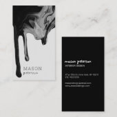 Moderne zwarte marmer zonder naadloze verf visitekaartje (Voorkant / Achterkant)