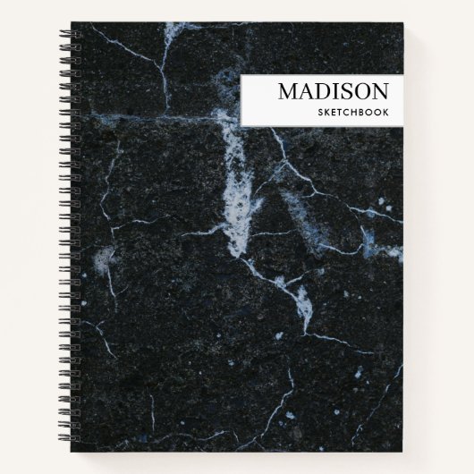 Moderne Zwarte Marmeren Minimalistische Schetsboek Notitieboek (Voorkant)