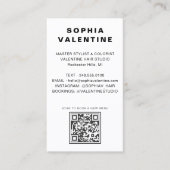 Moderne Zwarte Marmeren QR Code Kapper Visitekaartje (Voorkant)