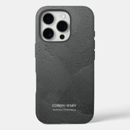 Moderne zwarte matte gestructureerde gepersonalise iPhone 16 pro hoesje