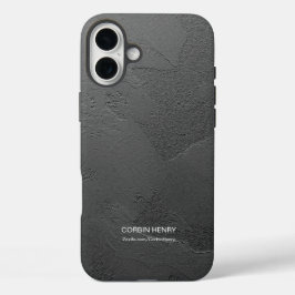 Moderne zwarte matte gestructureerde gepersonalise iPhone 16 plus hoesje